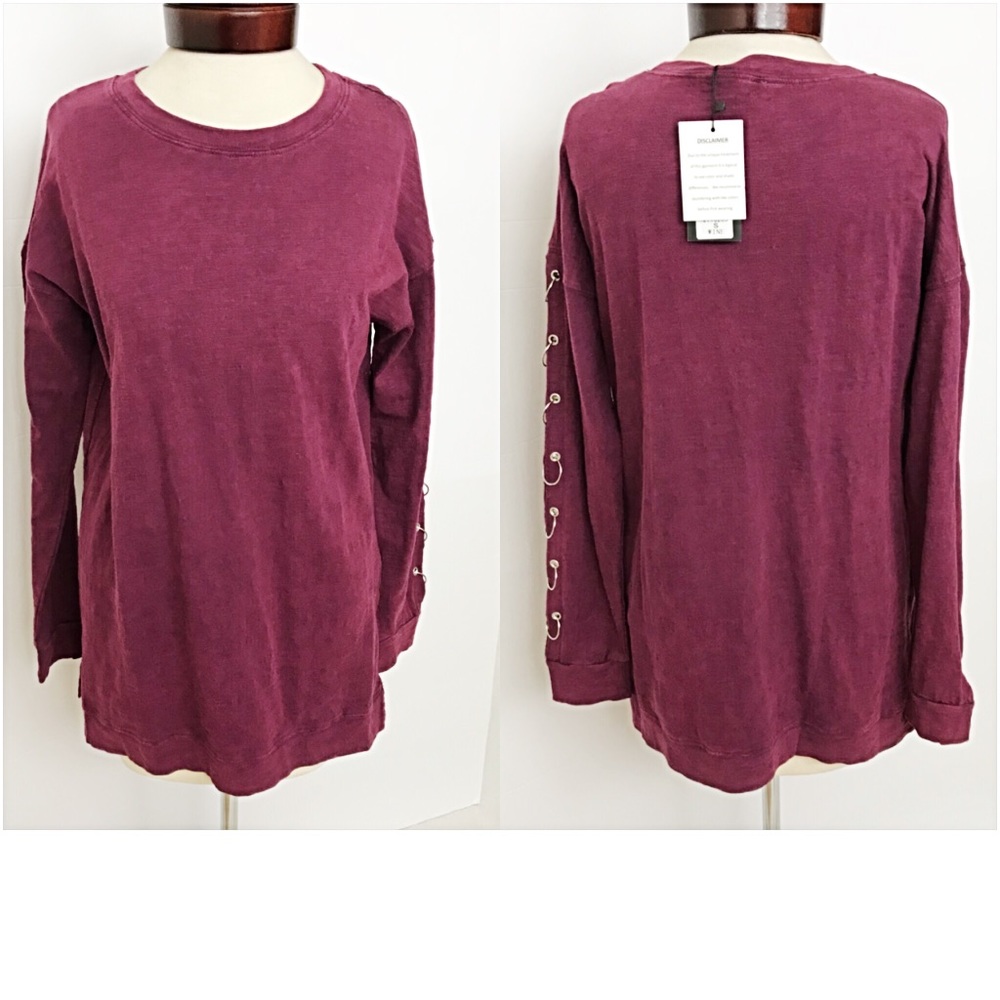 📍SALE Mineral Wash Ring Sleeve Tunic Top SML - Picture 4 of 8